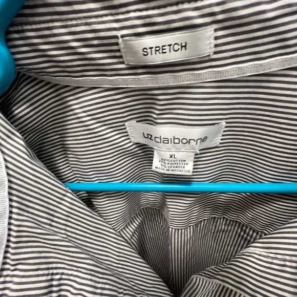 Liz Claiborne grey and white striped button down - Picture 3 of 3